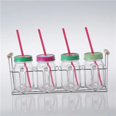 צנצנת מייסון זכוכית 16 עוז