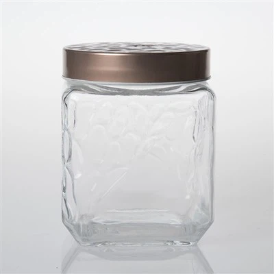צנצנת אחסון מזכוכית אטומה עם מכסה